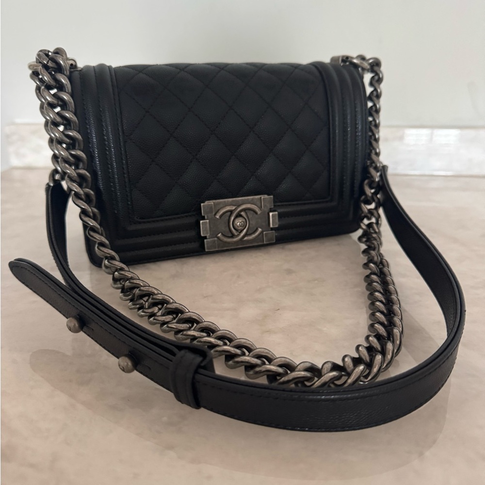 Chanel Black Quilted Leather Boy Bag
